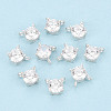 925 Sterling Silver Pave Clear Cubic Zirconia Flat Round Charms STER-T008-69S-01-1