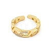Chain Brass Micro Pave Clear Cubic Zirconia Open Cuff Rings RJEW-G309-15G-2