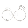 Brass Pave Clear AB Cubic Zirconia Bowknot Star Link Bracelet Sets for Women KK-CBA6599-03P-3