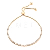 Brass Pave Clear Cubic Zirconia Flat Round Box Chain Slider Bracelets BJEW-YWC0002-12A-G-1
