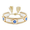 Evil Eye Adjustable Polyester & Alloy & Resin Enamel & Rhinestone Slider Bracelets FS-WG9985D-12-1