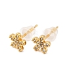 Flower Brass Micro Pave Clear Cubic Zirconia Stud Earrings EJEW-P331-12G-4
