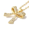Brass Micro Pave Clear Cubic Zirconia Cable Chain Bowknot Pendant Necklaces for Women NJEW-C054-02C-G-2