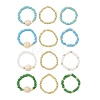 3Pcs Synthetic Turquoise & Hematite & Glass Seed Beaded Finger Rings RJEW-JR01092-2