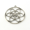 Tibetan Style Flower Alloy Pendants TIBEP-R345-41AS-NR-1