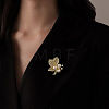 Leaf Alloy Imitation Pearl Brooch PW-WG91C7A-01-3