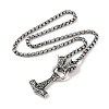 304 Stainless Steel Dragon Head Box Chain Viking Mjolnir Thor Hammer Pendant Necklaces for Men NJEW-K278-03AS-2