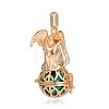 Golden Plated Brass Hollow Round Cage Pendants KK-J249-07G-2