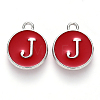 Platinum Plated Alloy Enamel Charms X-ENAM-S118-03J-P-1