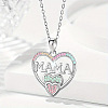 Alloy Colorful Rhinestone MAMA Heart Pendant Necklaces for Mother's Day FS-WG7C1CA-01-1