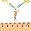 304 Stainless Steel Enamel & Shell Pearl & Natural Amazonite Pendant Necklaces NJEW-JN06621-4