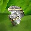 Feather Zinc Alloy Cuff Rings FS-WGF6BB1-01-1