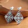 Synthetic Turquoise Dangle Stud Earrings EJEW-C178-06B-3