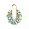 Brass & Seed Beaded & Glass Connector Charms PALLOY-MZ01372-01-1