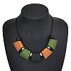 Bohemian Trapezoid Wood & CCB Plastic & Alloy Beaded Bib Necklaces for Women FS-WG0359B-01-1