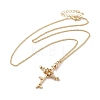 304 Stainless Steel Cross with Flower Pendant Necklaces for Women NJEW-A020-03G-G-2
