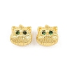 Brass Pave Cubic Zirconia Beads KK-A292-01G-1