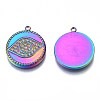 Rainbow Color 304 Stainless Steel Pendant Rhinestone Settings STAS-S119-093-3