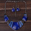 Trapezoid Alloy Resin Pendant Necklaces & Dangle Earrings Sets FS-WG8D8C4-01-2