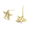 Brass Micro Pave Clear Cubic Zirconia Studs Earring for Women EJEW-S217-F01-2