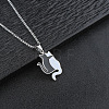 304 Stainless Steel Enamel Black and White Cat Shaped Pendant Box Chain Necklaces for Men WG4CCE4-01-1