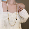 Wrap Style Alloy Black Enamel Flower & Plastic Imitation Pearl Round Beads Link Chain Long Necklaces for Women FS-WGD2267-09-1
