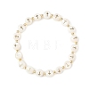 Natural Freshwater Shell Flat Round with Cross Beaded Stretch Bracelets for Women BJEW-JB14238-3