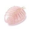 Natural Rose Quartz Pendants PALLOY-JF01293-04-3