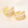 Rack Plating Brass Micro Pave Cubic Zirconia Cuff Earrings EJEW-H143-29G-2