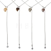 Natural Grey Agate & Topaz Jade & Tiger Eye & Dalmatian Jasper Heart with Synthetic Non-magnetic Hematite Beads Pendant 304 Stainless Steel Snake Chain Lariat Necklaces NJEW-JN05897-2
