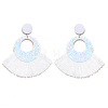 Bohemian Style Acrylic & Polyester Fan Tassel Stud Earrings FS-WGB5BEF-02-1