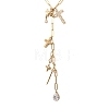 304 Stainless Steel Pave Clear Cubic Zirconia Religion Cross Teardrop Pendant Y Long Tassl Lariat Necklaces for Women NJEW-G199-04G-4