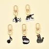 5Pcs Cat & Music Theme Alloy Enamel Pendant Decoration HJEW-FS00035-03-6