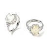 Brass Micro Pave Cubic Zirconia with Natural & Synthetic Gemstone Cuff Open Rings RJEW-T035-01P-M-3