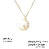 304 Stainless Steel Crystal Rhinestone Moon with Star Pendant Necklaces for Unisex WGDDE1C-02-2