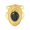 Natural Carnelian/Black Agate/Tiger Eye/Lapis Lazuli/Moss Agate Cuff Open Rings RJEW-JR01079-01-5