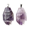 Natural Amethyst Carved Pendants G-K369-01P-06-1