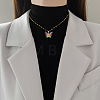 Brass Crystal Rhinestone Resin Glitter Butterfly Pendant 304 Stainless Steel Dapped Chain Necklaces for Women WG45291-03-2