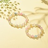 2Pcs 2 Size Natural Agate Round Beaded Stretch Bracelets Set with Glass Seed BJEW-JB08195-2