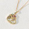 18K Gold Plated Tree of Life Pendant Necklace with CZ Stones Circle Cutout ST6008712-1