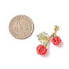 Glass Seed Beaded Berries & Leaf Pendants PALLOY-MZ01114-01-2