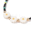 Shell Sunflower & Glass Beaded Necklace for Women NJEW-JN03910-05-4