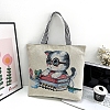 Cartoon Cat Pattern Canvas Women's Tote Bags PW-WGA0EE7-02-1