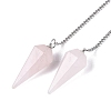Natural Rose Quartz Dowsing Pendulum Pendants AJEW-N005-01C-2