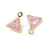 Brass Micro Pave Cubic Zirconia Triangle Charms KK-Z136-29G-02-2