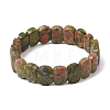 Natural Unakite Beaded Stretch Bracelets for Unisex G-K303-01D-4