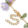 Flower Leaf Shell Pearl & Acrylic Charm Bracelets BJEW-TA00535-01-3