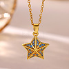Ocean Brass Pave Blue Cubic Zirconia Pendant Necklaces WG5C2ED-01-1