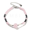 Natural Rose Quartz Round & Synthetic Non-magnetic Hematite & White Shell Beaded Bracelets for Women BJEW-K251-02A-2