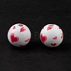 Printed Natural Wood European Beads WOOD-C015-08-4